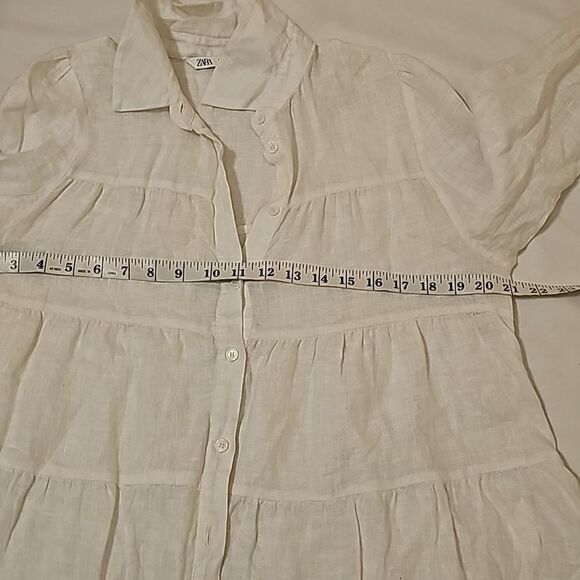 ZARA LINEN TIERED BLOUSE SIZE M - Picture 5 of 10